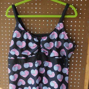 Swim Top American Flag Heart Design 2XL